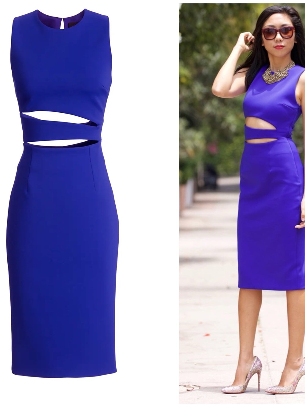Cushnie et Ochs Katrina Sheath Midi Cocktail Dress Blue Size Women’s  6